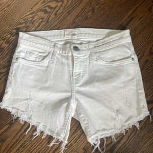 Current Elliott white distressed cut off jean shorts 26
